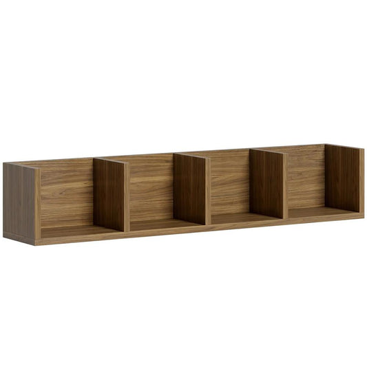 HOMCOM Wall Mount 84 CD / 56 DVD/Blu-ray/ Media Storage Rack 4 Cubes Wooden Shelf Organizer Unit Bookcase Display