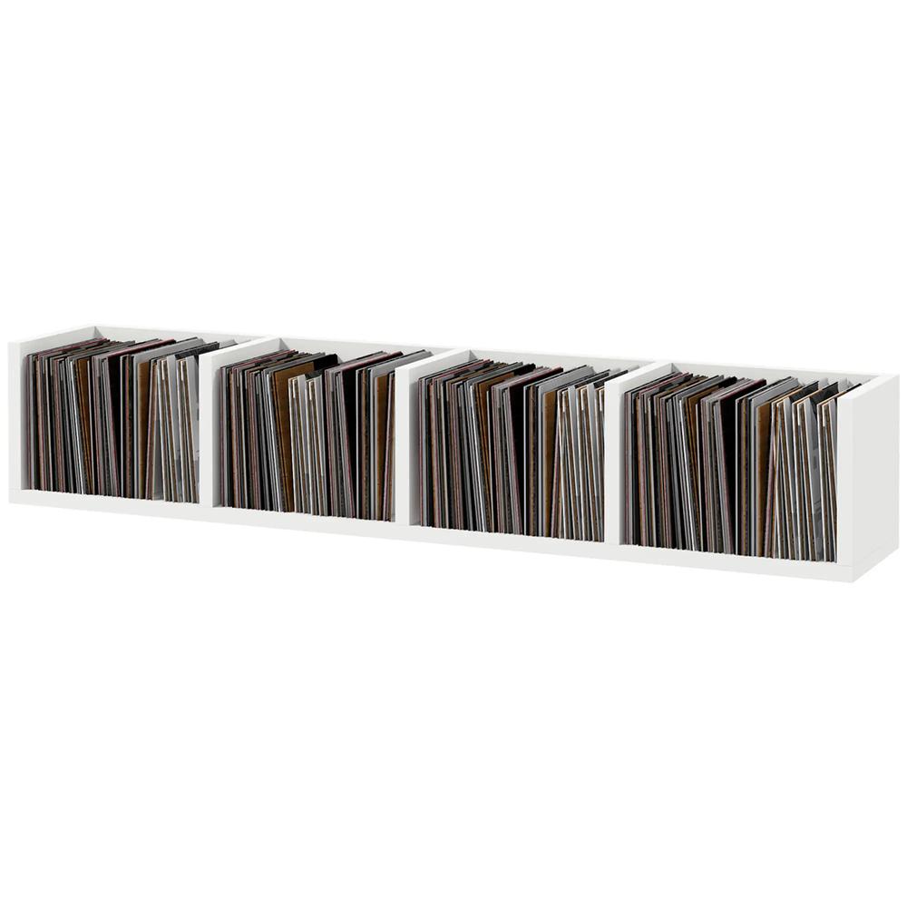 HOMCOM Wall Mount 84 CD / 56 DVD/Blu-ray/ Media Storage Rack 4 Cubes Wooden Shelf Organizer Unit Bookcase Display (White) Additional View 11