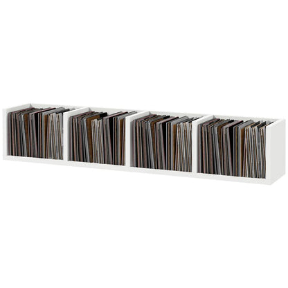 HOMCOM Wall Mount 84 CD / 56 DVD/Blu-ray/ Media Storage Rack 4 Cubes Wooden Shelf Organizer Unit Bookcase Display (White) Additional View 11