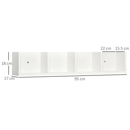 HOMCOM Wall Mount 84 CD / 56 DVD/Blu-ray/ Media Storage Rack 4 Cubes Wooden Shelf Organizer Unit Bookcase Display (White) Additional View 3