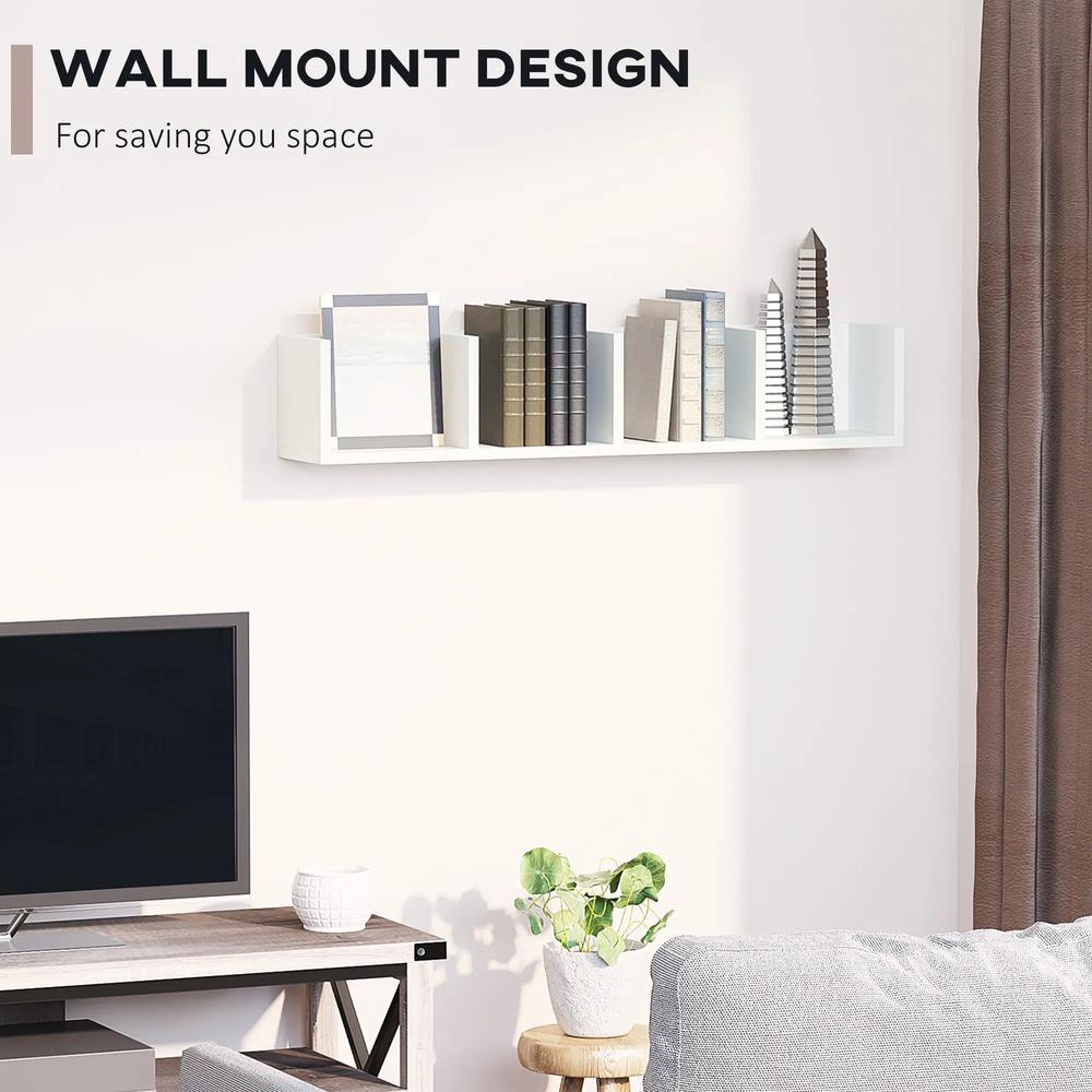 HOMCOM Wall Mount 84 CD / 56 DVD/Blu-ray/ Media Storage Rack 4 Cubes Wooden Shelf Organizer Unit Bookcase Display (White) Additional View 4