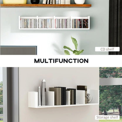 HOMCOM Wall Mount 84 CD / 56 DVD/Blu-ray/ Media Storage Rack 4 Cubes Wooden Shelf Organizer Unit Bookcase Display (White) Additional View 5