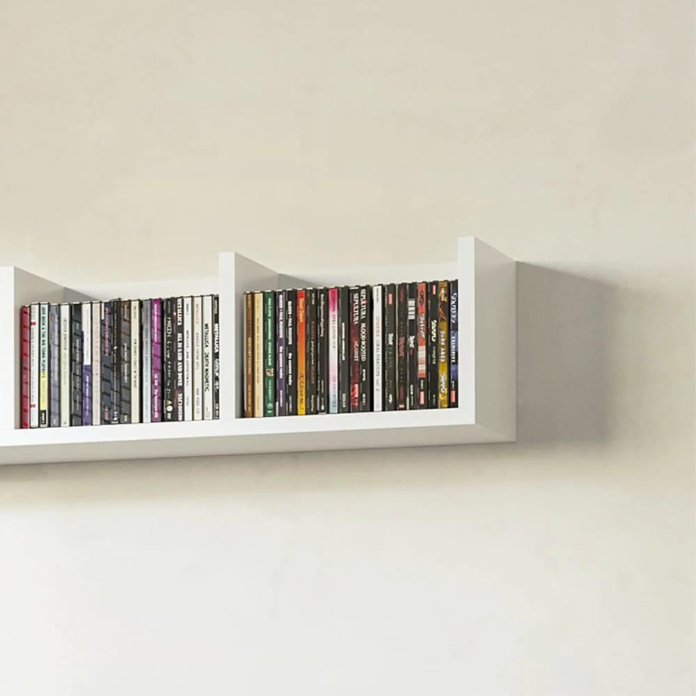 HOMCOM Wall Mount 84 CD / 56 DVD/Blu-ray/ Media Storage Rack 4 Cubes Wooden Shelf Organizer Unit Bookcase Display (White) Additional View 6