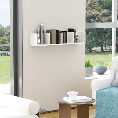 HOMCOM Wall Mount 84 CD / 56 DVD/Blu-ray/ Media Storage Rack 4 Cubes Wooden Shelf Organizer Unit Bookcase Display (White) Additional View 9
