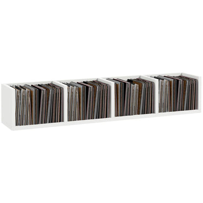 HOMCOM Wall Mount 84 CD / 56 DVD/Blu-ray/ Media Storage Rack 4 Cubes Wooden Shelf Organizer Unit Bookcase Display (White)