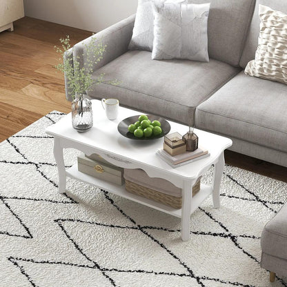 HOMCOM White Coffee Table Wood Cocktail Tea Centre Table with Storage Shelf for Living Room Reception Room, 94L x 44W x 42H cm Additional View 7