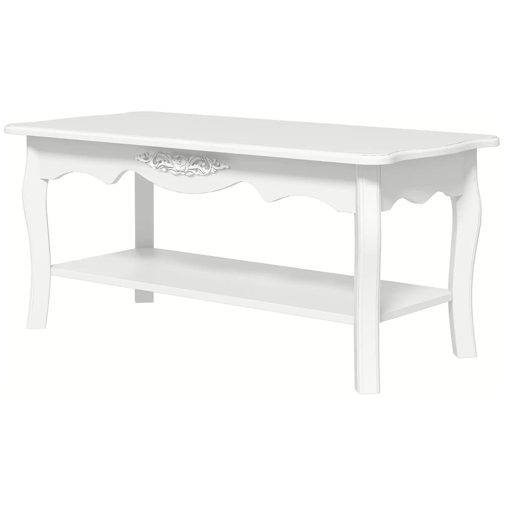 HOMCOM White Coffee Table Wood Cocktail Tea Centre Table with Storage Shelf for Living Room Reception Room, 94L x 44W x 42H cm Additional View 10