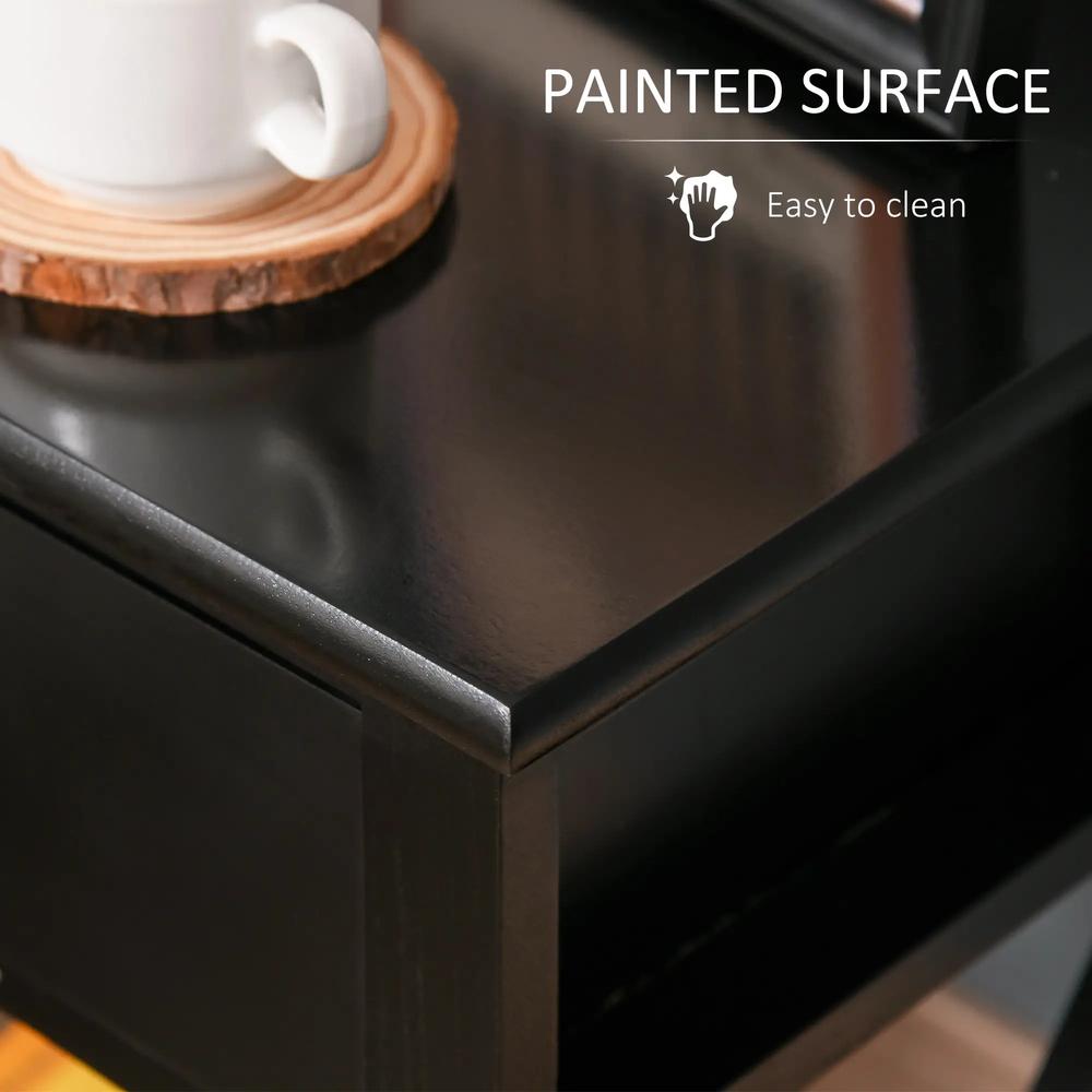 HOMCOM End Table, Sofa Side Table with Drawer X Bar Bottom Storage Shelf, Nightstand Bedside Table for Bedroom or Living Room Black Additional View 6