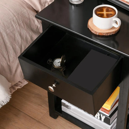 HOMCOM End Table, Sofa Side Table with Drawer X Bar Bottom Storage Shelf, Nightstand Bedside Table for Bedroom or Living Room Black Additional View 9