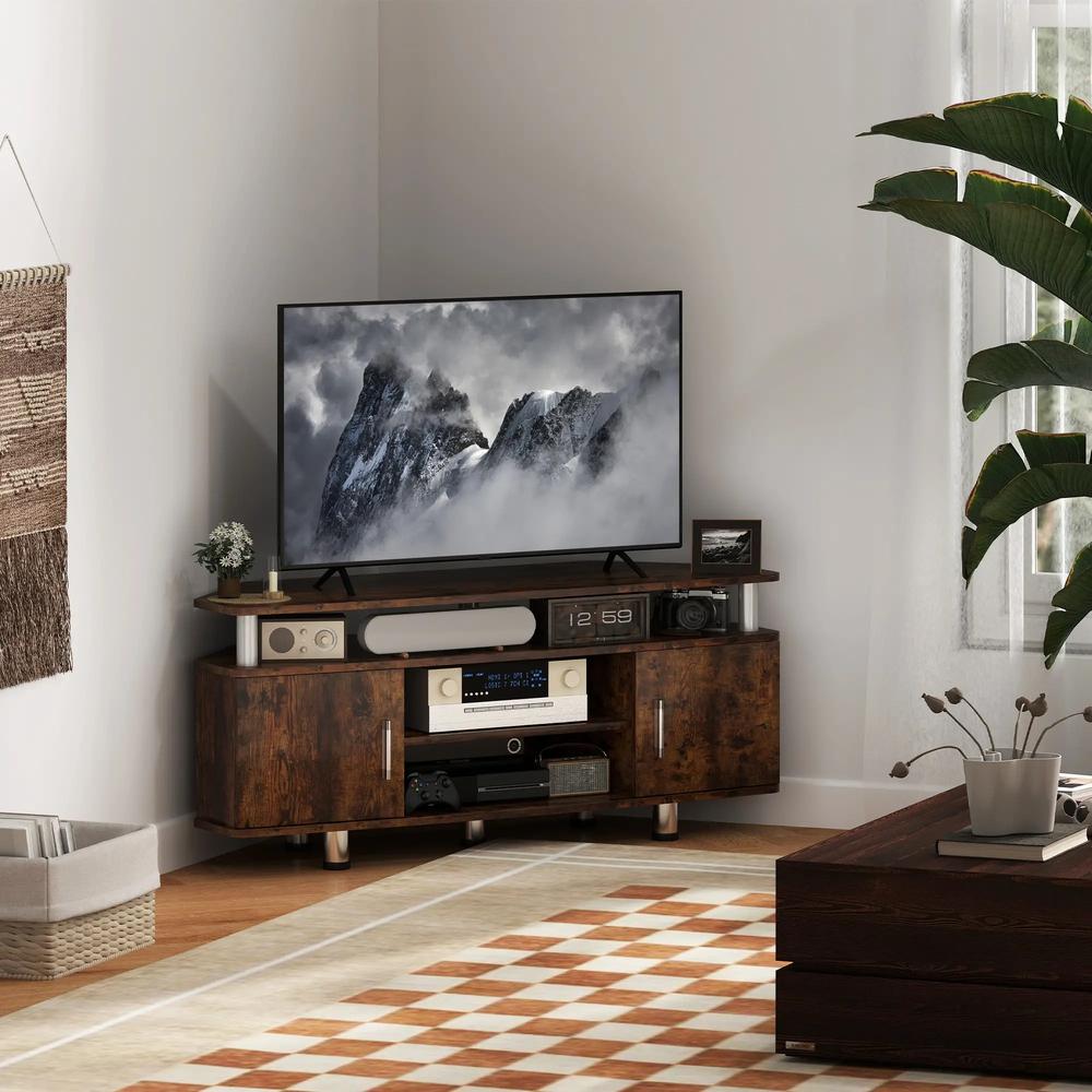 HOMCOM TV Unit Cabinet for TVs up to 55 Inches with Storage Shelves and Cupboard, Entertainment Centre for Living Room Additional View 2