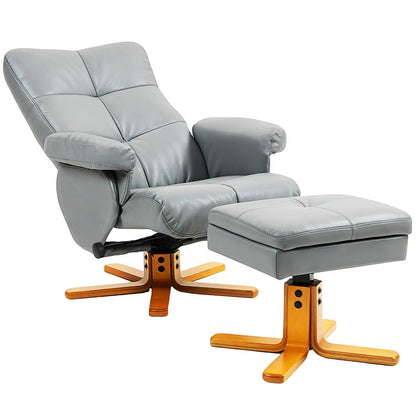 HOMCOM PU Leather Swivel Recliner Chair with Footstool, Wooden Base and Storage for Living Room Additional View 16