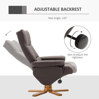 HOMCOM PU Leather Swivel Recliner Chair with Footstool, Wooden Base and Storage for Living Room Additional View 20