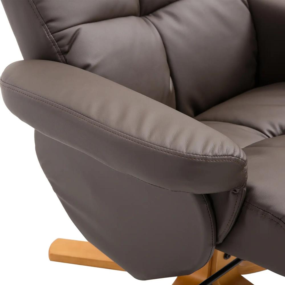 HOMCOM PU Leather Swivel Recliner Chair with Footstool, Wooden Base and Storage for Living Room Additional View 25