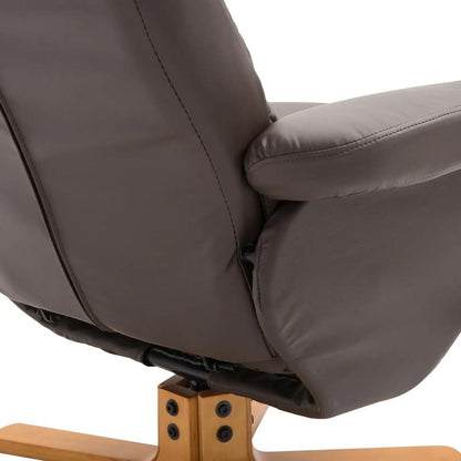 HOMCOM PU Leather Swivel Recliner Chair with Footstool, Wooden Base and Storage for Living Room Additional View 28