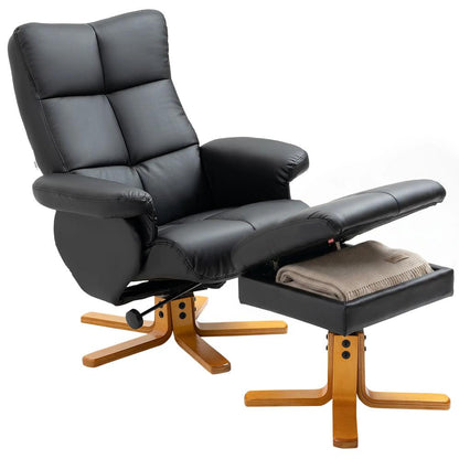 HOMCOM PU Leather Swivel Recliner Chair with Footstool, Wooden Base and Storage for Living Room Additional View 32