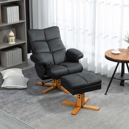 HOMCOM PU Leather Swivel Recliner Chair with Footstool, Wooden Base and Storage for Living Room Additional View 33