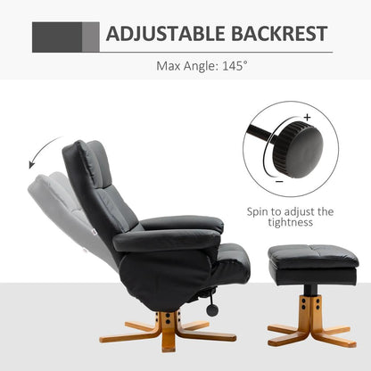 HOMCOM PU Leather Swivel Recliner Chair with Footstool, Wooden Base and Storage for Living Room Additional View 35