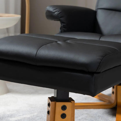 HOMCOM PU Leather Swivel Recliner Chair with Footstool, Wooden Base and Storage for Living Room Additional View 39