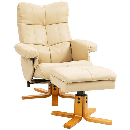 HOMCOM PU Leather Swivel Recliner Chair with Footstool, Wooden Base and Storage for Living Room Additional View 42