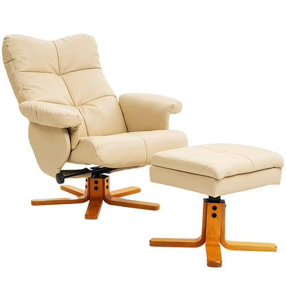 HOMCOM PU Leather Swivel Recliner Chair with Footstool, Wooden Base and Storage for Living Room Additional View 52