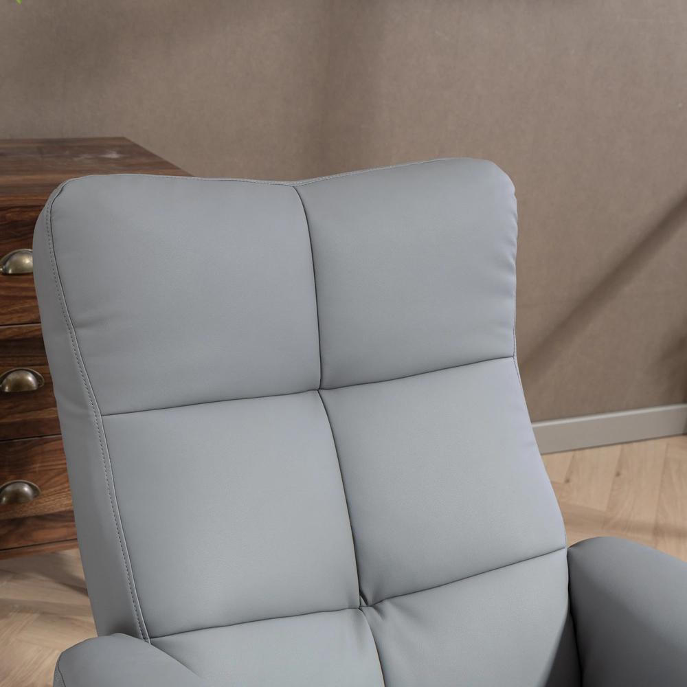 HOMCOM PU Leather Swivel Recliner Chair with Footstool, Wooden Base and Storage for Living Room Additional View 8