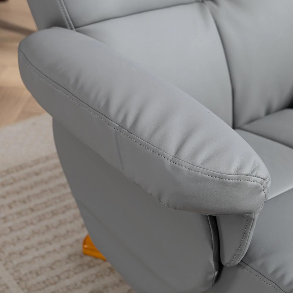 HOMCOM PU Leather Swivel Recliner Chair with Footstool, Wooden Base and Storage for Living Room Additional View 9