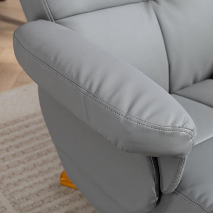 HOMCOM PU Leather Swivel Recliner Chair with Footstool, Wooden Base and Storage for Living Room Additional View 9