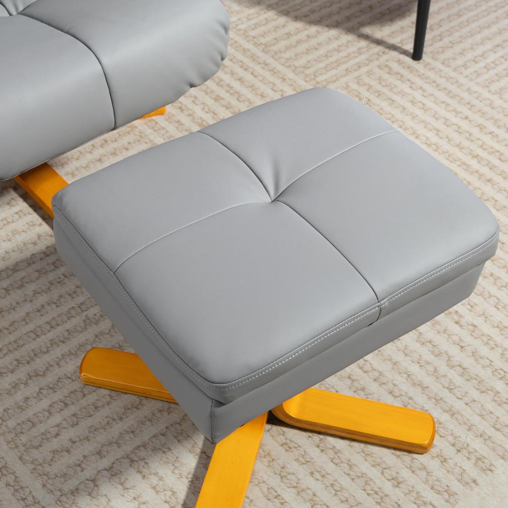 HOMCOM PU Leather Swivel Recliner Chair with Footstool, Wooden Base and Storage for Living Room Additional View 10