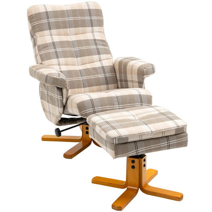 HOMCOM Linen Swivel Recliner Chair with Footstool, Wooden Base and Storage for Living Room, Multicolour Additional View 15