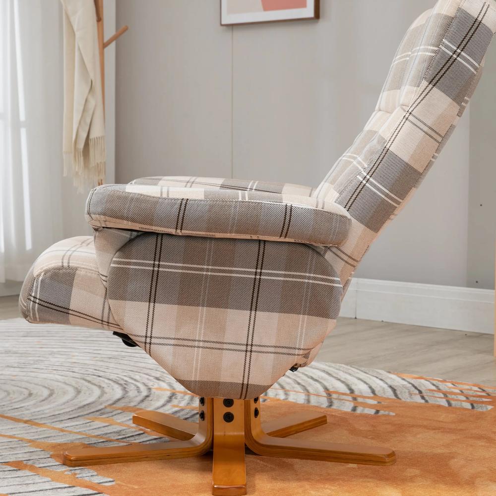HOMCOM Linen Swivel Recliner Chair with Footstool, Wooden Base and Storage for Living Room, Multicolour Additional View 8