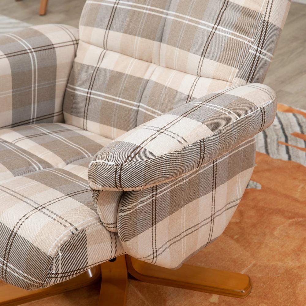 HOMCOM Linen Swivel Recliner Chair with Footstool, Wooden Base and Storage for Living Room, Multicolour Additional View 10