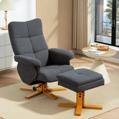 HOMCOM Linen-Look Recliner, with Storage Ottoman - Grey Additional View 2