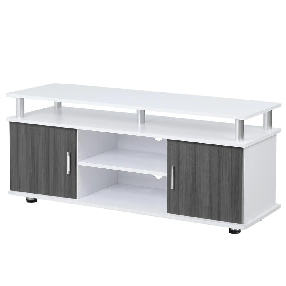 HOMCOM TV Cabinet Unit for TVs up to 50'' with Storage Shelf and Cupboards, Living Room Entertainment Center Media Console, Grey and White Additional View 11