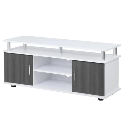 HOMCOM TV Cabinet Unit for TVs up to 50'' with Storage Shelf and Cupboards, Living Room Entertainment Center Media Console, Grey and White Additional View 11