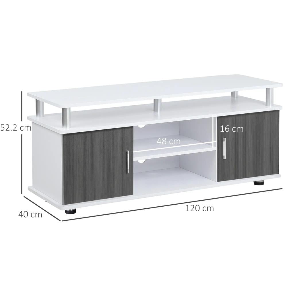 HOMCOM TV Cabinet Unit for TVs up to 50'' with Storage Shelf and Cupboards, Living Room Entertainment Center Media Console, Grey and White Additional View 3