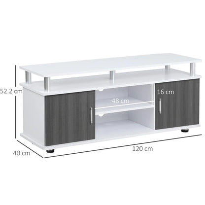 HOMCOM TV Cabinet Unit for TVs up to 50'' with Storage Shelf and Cupboards, Living Room Entertainment Center Media Console, Grey and White Additional View 3