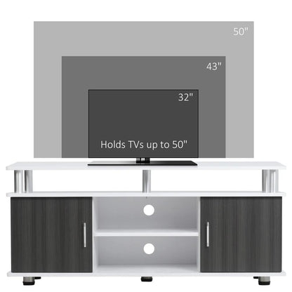 HOMCOM TV Cabinet Unit for TVs up to 50'' with Storage Shelf and Cupboards, Living Room Entertainment Center Media Console, Grey and White Additional View 4