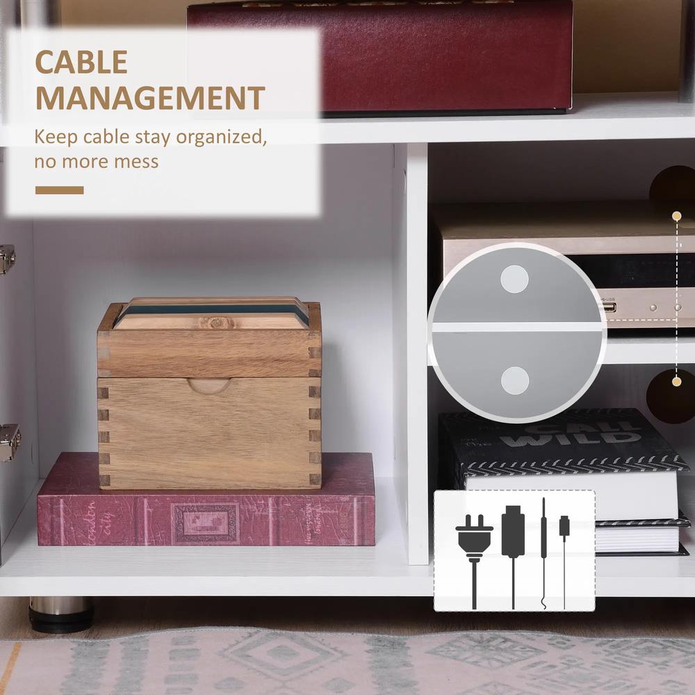 HOMCOM TV Cabinet Unit for TVs up to 50'' with Storage Shelf and Cupboards, Living Room Entertainment Center Media Console, Grey and White Additional View 6