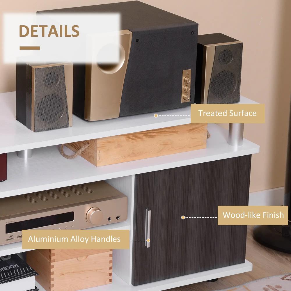HOMCOM TV Cabinet Unit for TVs up to 50'' with Storage Shelf and Cupboards, Living Room Entertainment Center Media Console, Grey and White Additional View 7