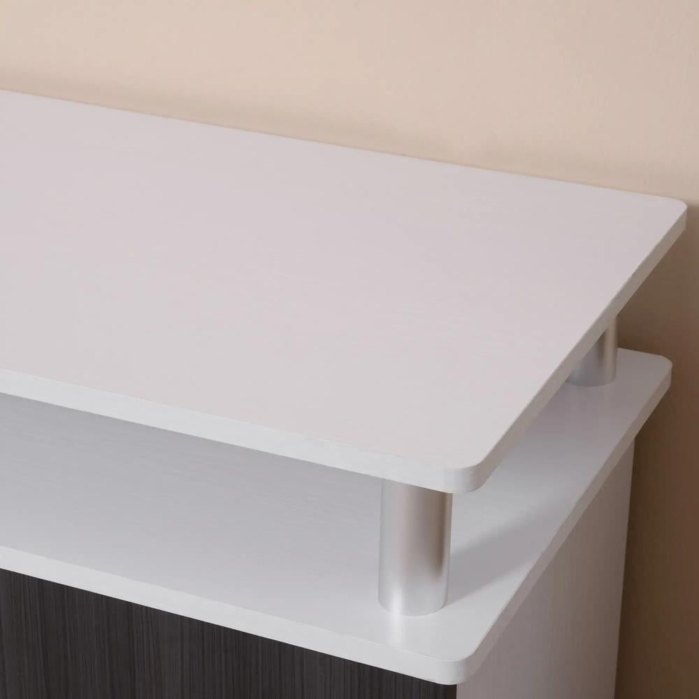 HOMCOM TV Cabinet Unit for TVs up to 50'' with Storage Shelf and Cupboards, Living Room Entertainment Center Media Console, Grey and White Additional View 9