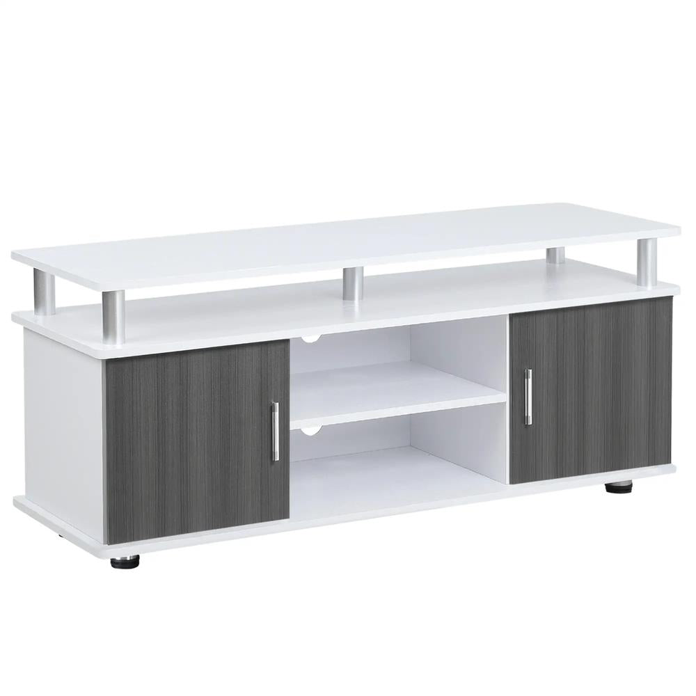 HOMCOM TV Cabinet Unit for TVs up to 50'' with Storage Shelf and Cupboards, Living Room Entertainment Center Media Console, Grey and White Additional View 10