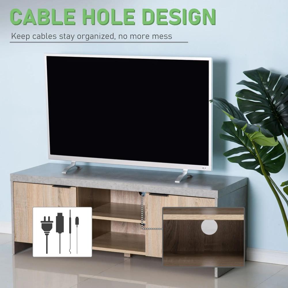 HOMCOM TV Stand for TV up to 55", 2 Doors TV Cabinet with Open Shelves, TV Unit TV Table for Living Room Bedroom Entertainment Room, 120L x 40W x 44H, Grey Additional View 5