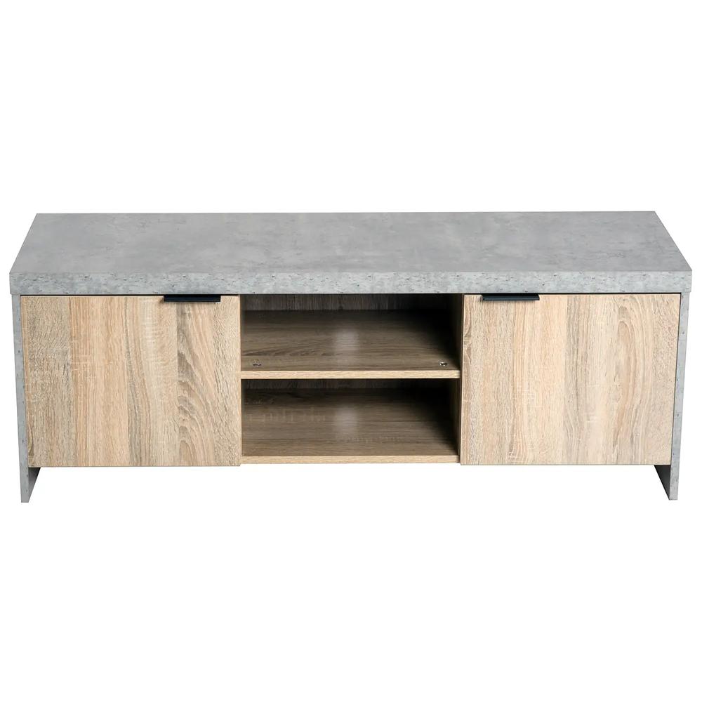 HOMCOM TV Stand for TV up to 55", 2 Doors TV Cabinet with Open Shelves, TV Unit TV Table for Living Room Bedroom Entertainment Room, 120L x 40W x 44H, Grey Additional View 6
