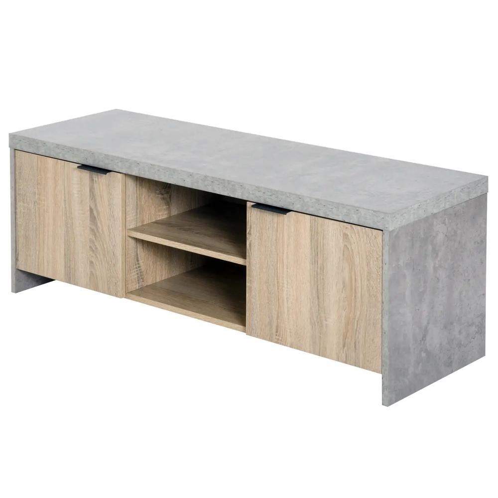 HOMCOM TV Stand for TV up to 55", 2 Doors TV Cabinet with Open Shelves, TV Unit TV Table for Living Room Bedroom Entertainment Room, 120L x 40W x 44H, Grey Additional View 8