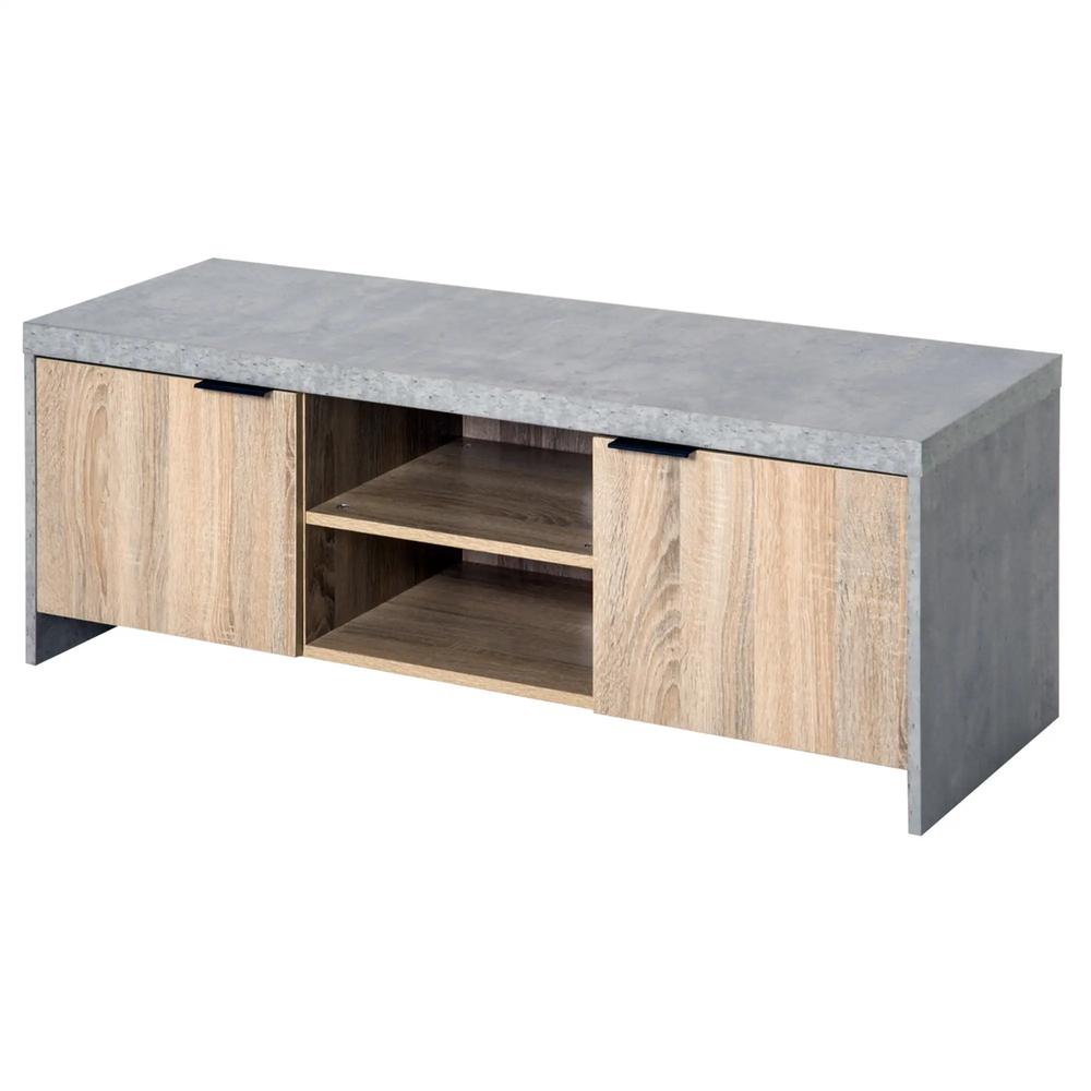 HOMCOM TV Stand for TV up to 55", 2 Doors TV Cabinet with Open Shelves, TV Unit TV Table for Living Room Bedroom Entertainment Room, 120L x 40W x 44H, Grey Additional View 10