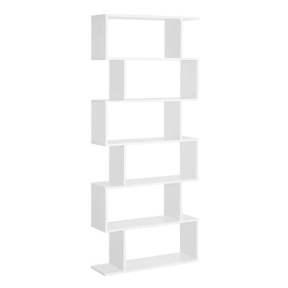 HOMCOM Bookcase, 6 Tier Shelf S Shaped Bookshelf, Storage Unit, Display Shelf for Living Room, Bedroom, Home Office, Plant Additional View 11