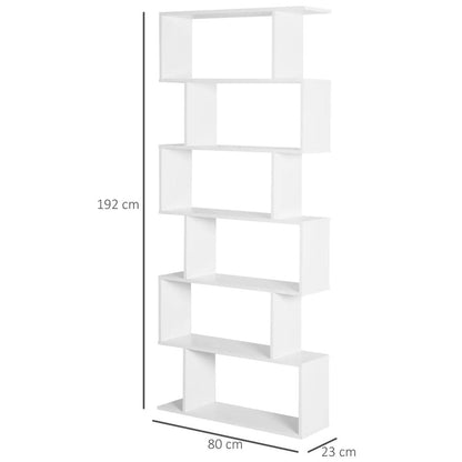 HOMCOM Bookcase, 6 Tier Shelf S Shaped Bookshelf, Storage Unit, Display Shelf for Living Room, Bedroom, Home Office, Plant Additional View 13