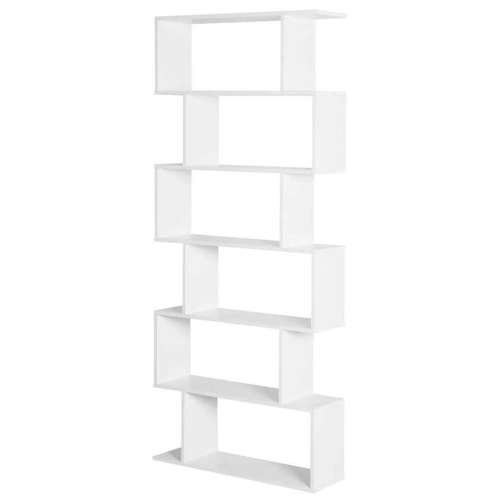 HOMCOM Bookcase, 6 Tier Shelf S Shaped Bookshelf, Storage Unit, Display Shelf for Living Room, Bedroom, Home Office, Plant Additional View 22