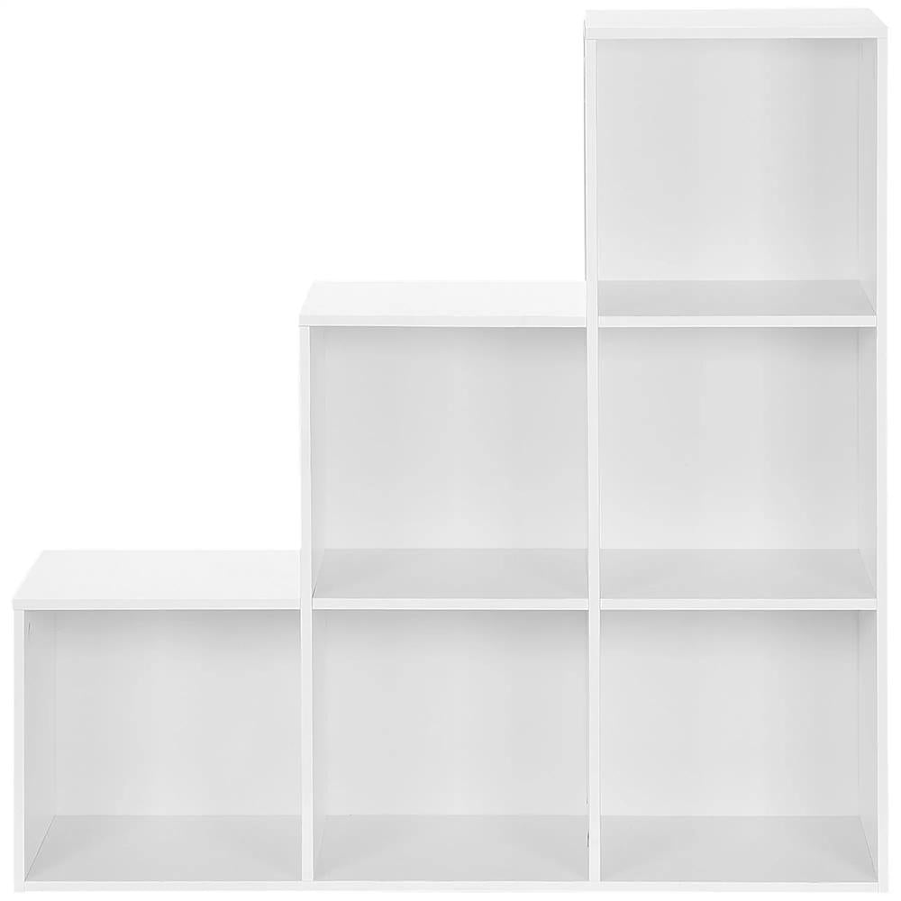 HOMCOM 3-tier Step 6 Cubes Storage Unit Particle Board Cabinet Bookcase Organiser Home Office Shelves - White Additional View 11