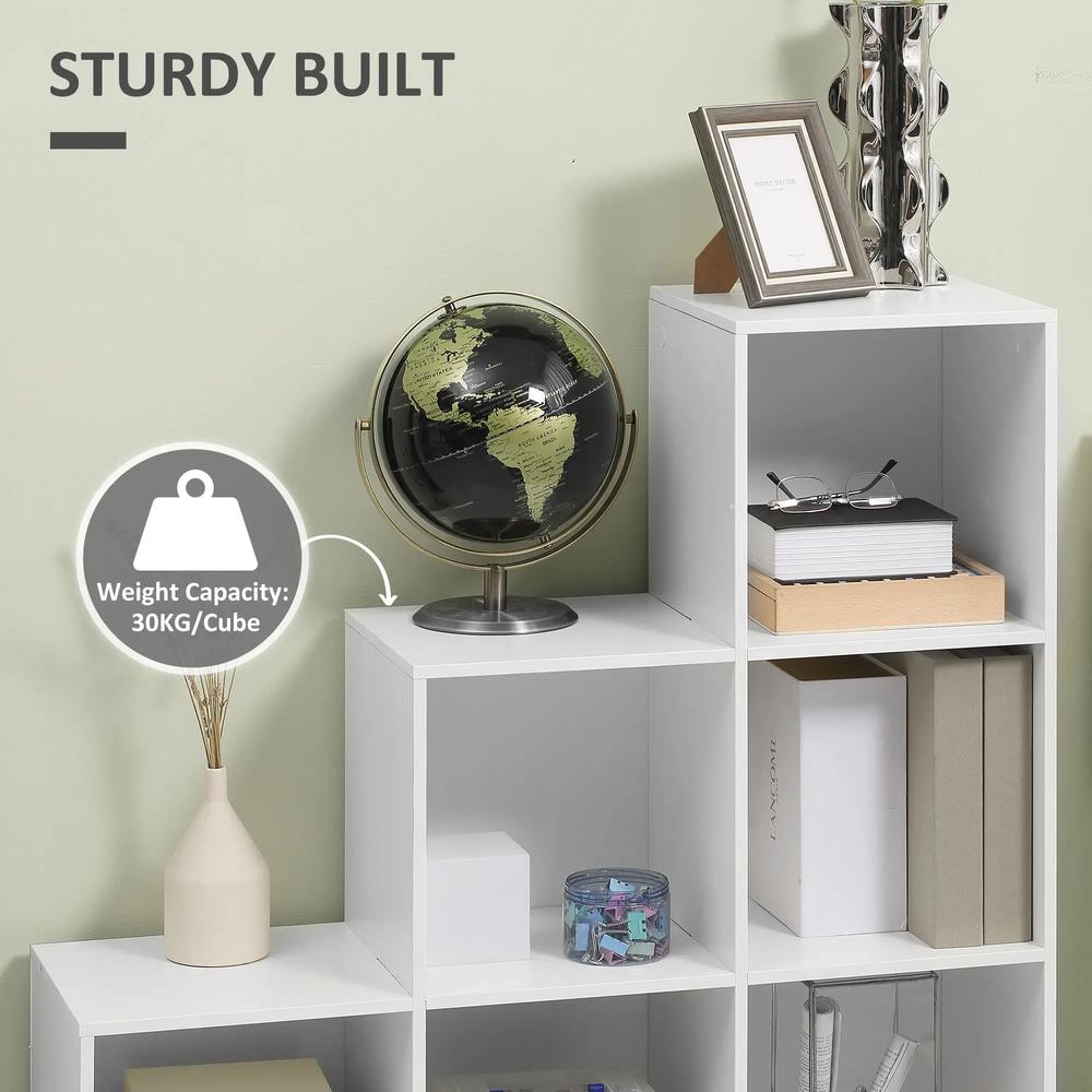 HOMCOM 3-tier Step 6 Cubes Storage Unit Particle Board Cabinet Bookcase Organiser Home Office Shelves - White Additional View 5